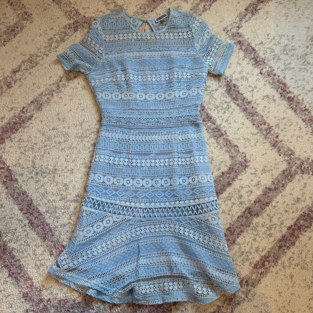 Chelsea28 Blue Patterned Dress